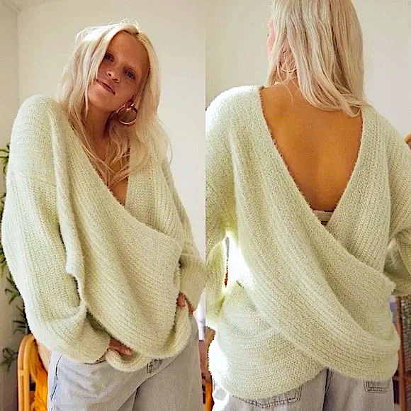 URBAN OUTFITTERS Reversible Faux Wrap Sweater - Picture 2 of 8